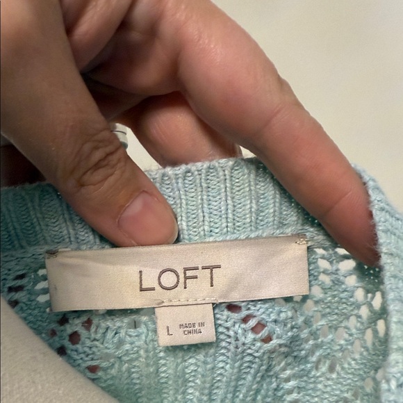LOFT Soft Blue Scoop Neck Sweater - Picture 2 of 6